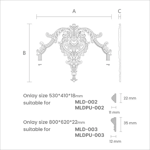 N-413 Floral applique wall panelling with shell